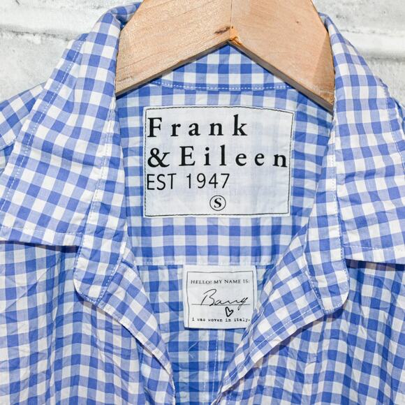 Frank & Eileen Women's Button up BARRY Shirt Blue Gingham check size Small - Picture 2 of 9